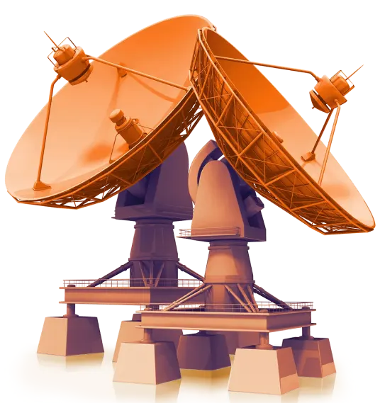 Dual satellite dishes mounted vertically